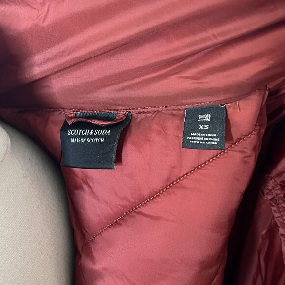 Scotch & Soda Jacket XS Womens Pink Puffer Quilted Leopard Winter Full Zip - Picture 7 of 13